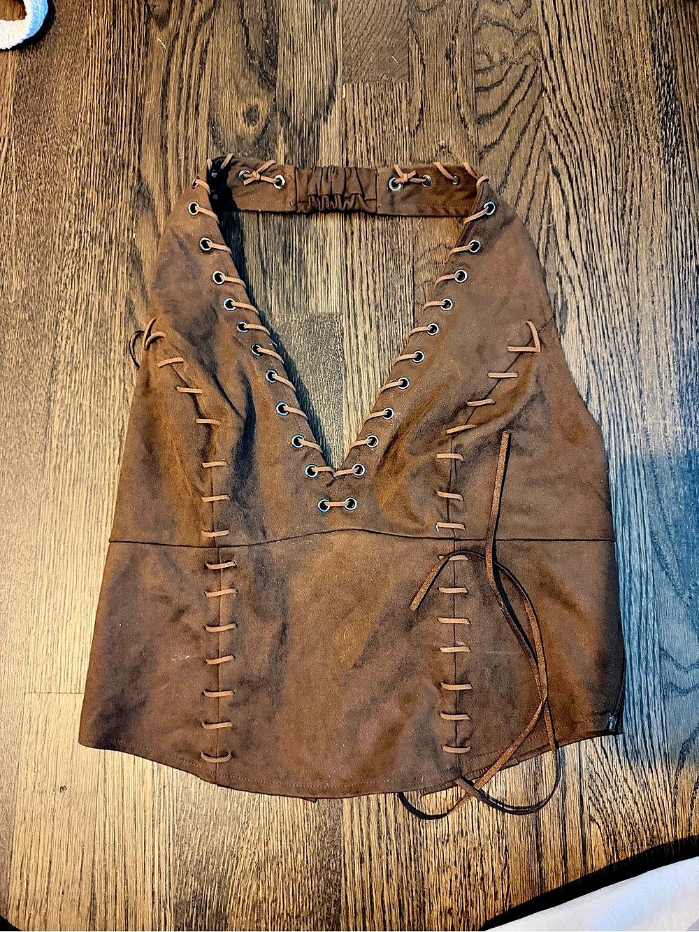 Windsor Desert Muse Suede Lace Up Halter Top in Brown